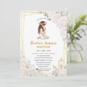 ホワイトフローラバプテスマ祈《キリスト教》洗礼式や命名式ズガール 招待状 (スタンド正面)