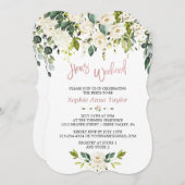 ホワイトフローラバラ金ゴールドバチェロレッテ週末パーティー 招待状 (正面/裏面)