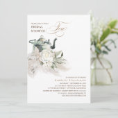 ホワイトフローラパンパスグラスボホブライダルシャワーティー 招待状 (スタンド正面)