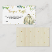 ホワイトフローラパンプキンベビーシャワーおむつラッフル エンクロージャーカード (正面/裏面)