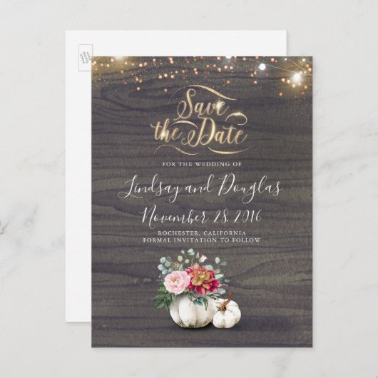 ホワイトフローラパンプキ素朴ン秋ザデイトアン 案内ポストカード (正面/裏面)