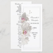 ホワイトフローラピンクのバラ教会の結婚式プログラム プログラム (正面/裏面)