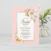 ホワイトフローラピンクブライダルシャワー招待 招待状 (スタンド正面)