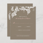 ホワイトフローラピーコックエレガントウェディングRSVPカード 出欠カード (正面/裏面)