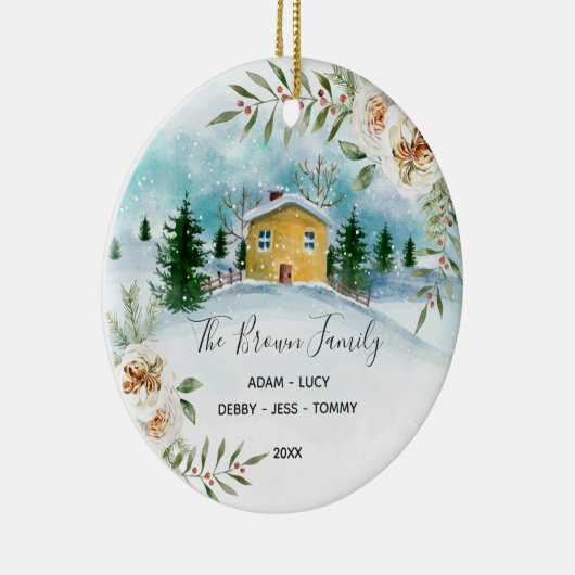 ホワイトフローラファミリークリスマスハウスオーナメントギフト セラミックオーナメント (右)