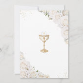 ホワイトフローラファースト・ホーリー・コミュニオン金ゴールド・チャイス 招待状 (裏面)