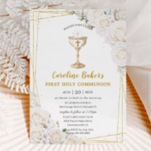 ホワイトフローラファースト・ホーリー・コミュニオン金ゴールド・チャイス