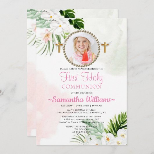 ホワイトフローラフォトファースト招待状 招待状 (正面/裏面)