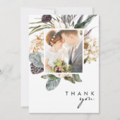 ホワイトフローラフラットフォ結婚トのサンキューカード サンキューカード (正面)