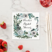 ホワイトフローラフラワーズボタニカルグリーンリース スタンダードカクテルナプキン (インサイチュ)