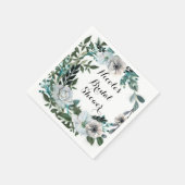 ホワイトフローラフラワーズボタニカルグリーンリース スタンダードカクテルナプキン (角)