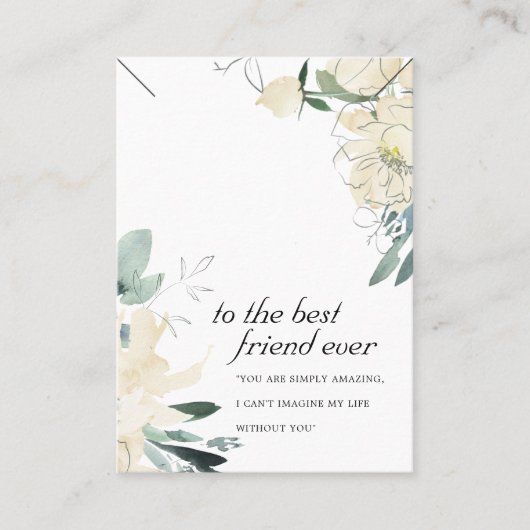 ホワイトフローラフレンドギフトネックレス表示カード プレイスカード (正面)