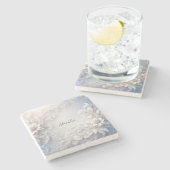 ホワイトフローラフローリッシュストーンコースター ストーンコースター (横)