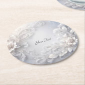 ホワイトフローラフローリッシュ紙コースター ラウンドペーパーコースター (アングル)