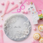 ホワイトフローラフローリッシュ紙プレート ペーパープレート (パーティー)