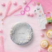 ホワイトフローラフローリッシュ紙ボウル ペーパーボウル (パーティー)