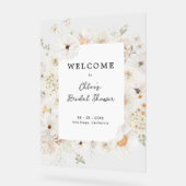 ホワイトフローラブライダルシャワーへようこそ アクリルサイン (傾斜)