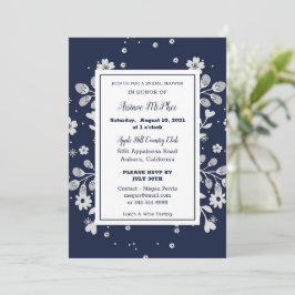 ホワイトフローラブライダルシャワー招待 招待状