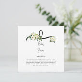 ホワイトフローラブライダルシャワーB/Wスクエア 招待状 (スタンド正面)