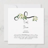 ホワイトフローラブライダルシャワーB/Wスクエア 招待状 (正面)