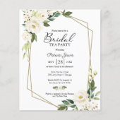 ホワイトフローラブライダルティーパーティー予算招待状 (正面)