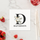 ホワイトフローラブラックモノグラムD スタンダードカクテルナプキン (インサイチュ)