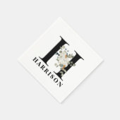 ホワイトフローラブラックモノグラムH スタンダードカクテルナプキン (角)