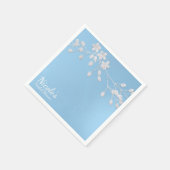 ホワイトフローラブランチブルーブライダルシャワーカスタムシック スタンダードカクテルナプキン (角)