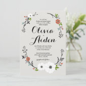 ホワイトフローラブランチリース |結婚式招待状 招待状 (スタンド正面)