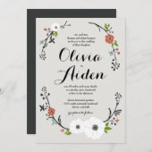 ホワイトフローラブランチリース |結婚式招待状 招待状 (正面/裏面)
