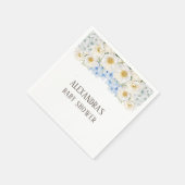 ホワイトフローラブルーアジサイ園ベビーシャワー スタンダードカクテルナプキン (角)