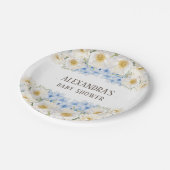 ホワイトフローラブルーアジサイ園ベビーシャワー ペーパープレート (アングル)