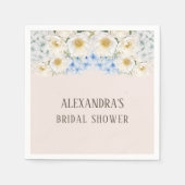 ホワイトフローラブルーアジダゲアガーデンブライダルシャワー スタンダードカクテルナプキン (正面)
