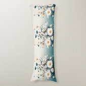 ホワイトフローラブルー抱き枕 ボディピロー (正面縦)