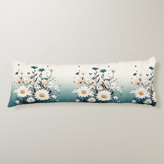 ホワイトフローラブルー抱き枕 ボディピロー (正面)