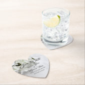 ホワイトフローラブーケの日付を保存 ペーパーコースター (インサイチュ)