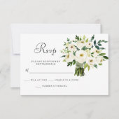 ホワイトフローラブーケエレガントウェディングRSVP 出欠カード (正面)