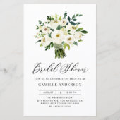 ホワイトフローラブーケブライダルシャワー招待 (正面)