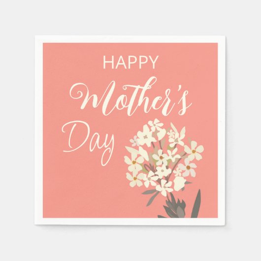ホワイトフローラブーケ/母の日 スタンダードカクテルナプキン (正面)