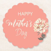 ホワイトフローラブーケ/母の日 ペーパーコースター (正面)