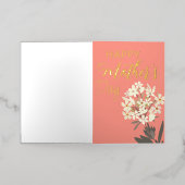 ホワイトフローラブーケ/母の日 箔グリーティングカード (外側レイダウン)