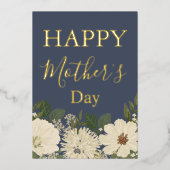 ホワイトフローラブーケ/母の日 箔シーズンカード (正面)