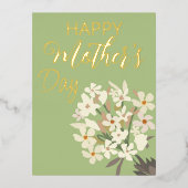 ホワイトフローラブーケ/母の日 箔シーズンポストカード (正面)