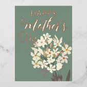 ホワイトフローラブーケ/母の日 箔シーズンポストカード (正面)