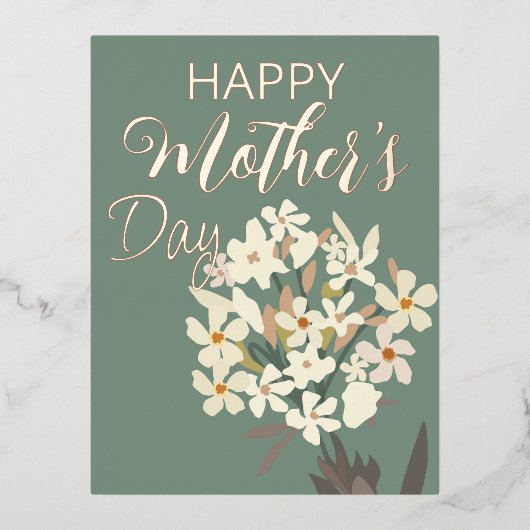 ホワイトフローラブーケ/母の日 箔シーズンポストカード (正面)