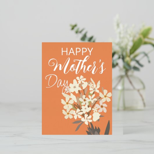 ホワイトフローラブーケ/母の日 箔シーズンポストカード (立ち正面)