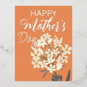 ホワイトフローラブーケ/母の日 箔シーズンポストカード (正面)