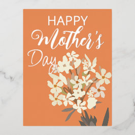 ホワイトフローラブーケ/母の日 箔シーズンポストカード