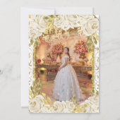 ホワイトフローラプリンセス金ゴールドアーチ写真キンセアニェラ 招待状 (裏面)