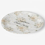 ホワイトフローラボホブライダルシャワー ペーパープレート (アングル)